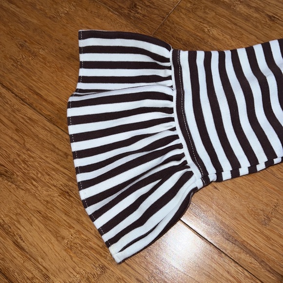 Zuccini brown and white striped girls ribbon detailed turkey dress size 6 EUC - Picture 3 of 7